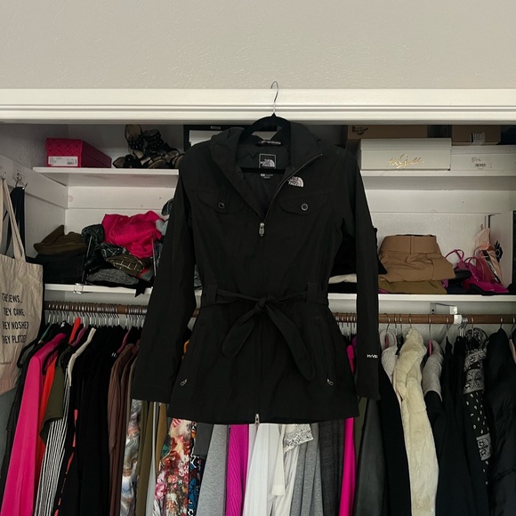The north face k ayre hyvent belted black trench rain jacket S - Picture 6 of 16